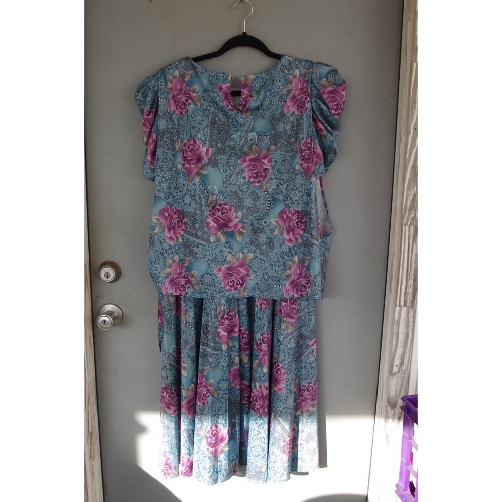 Vintage 80s does 20s Drop Waist AOP Floral EUC USA Flapper Secretary Victorian M